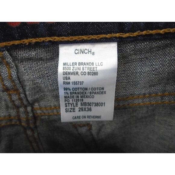 Cinch Jesse Denim Blue Jeans Slim Straight Mens Size 29 Western Cowboy - Picture 9 of 9